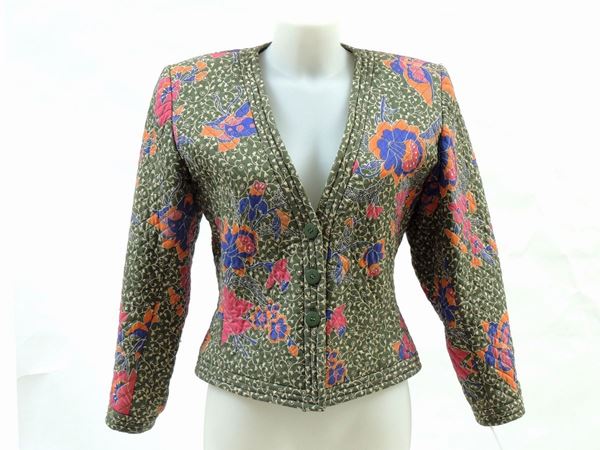 Floral patterned quilted cotton jacket, Yves Saint Laurent Rive Gauche