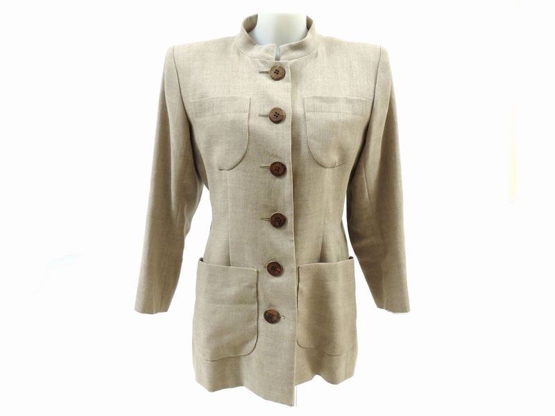Giacca in Lino Ecrù, Yves Saint Laurent Rive Guache