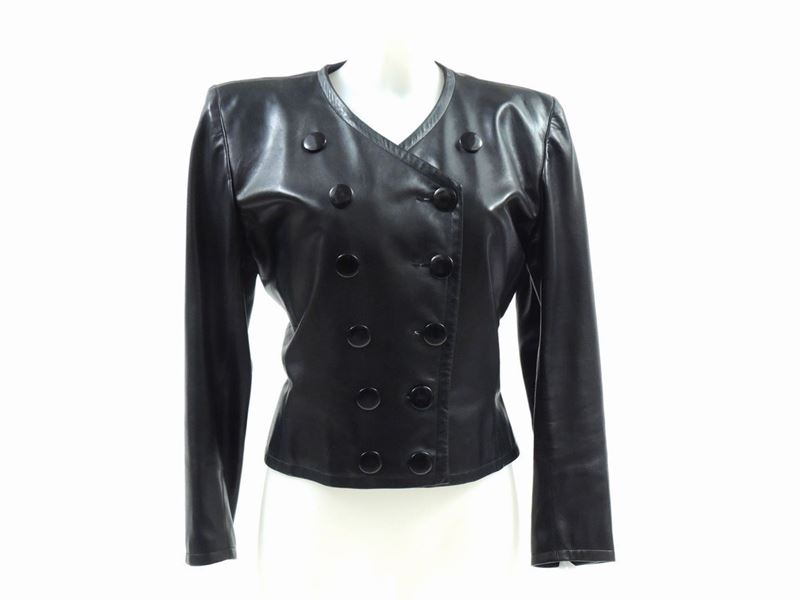 Giacca in Pelle Nera, Yves Saint Laurent