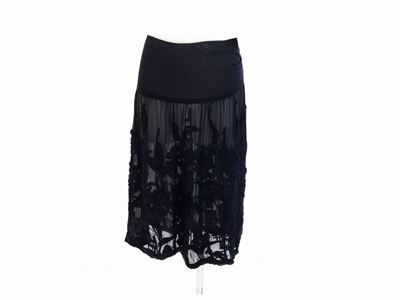 Gonna in Organza Ricamata con Perline e Fiori in Lana, Dries Van Noten