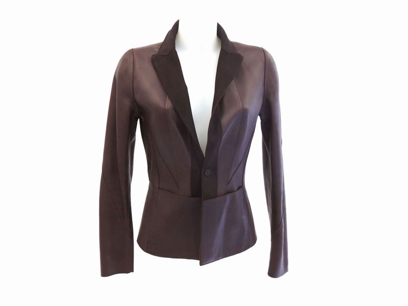 Giacca in Pelle Marrone, Kenzo