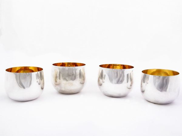 Set of glasses in silver and vermeil, Ermindo Pampaloni Florence