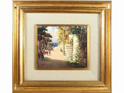 Paesaggio Marino con Personaggi
