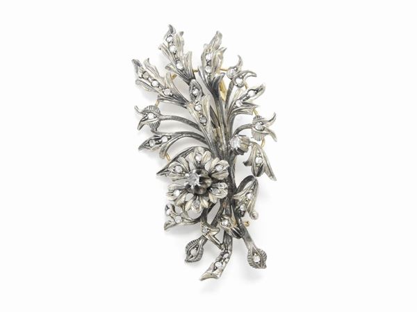 Yellow gold and silver Brooch with diamonds  (Early 20th century)  - Auction Antique jewelry and watches - Maison Bibelot - Casa d'Aste Firenze - Milano