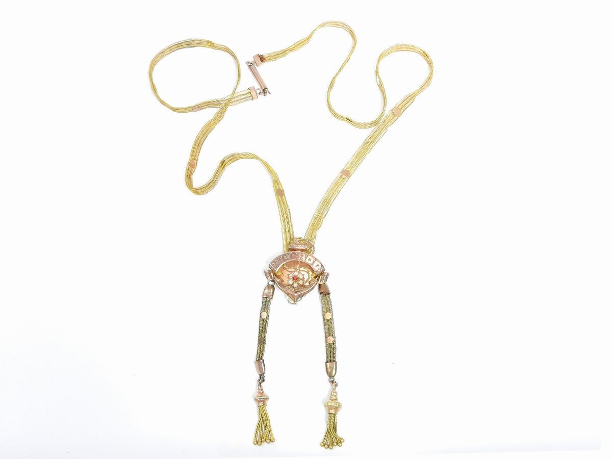Collana Borbonica in Oro Rosa e Giallo a Basso Titolo con Miscroperle