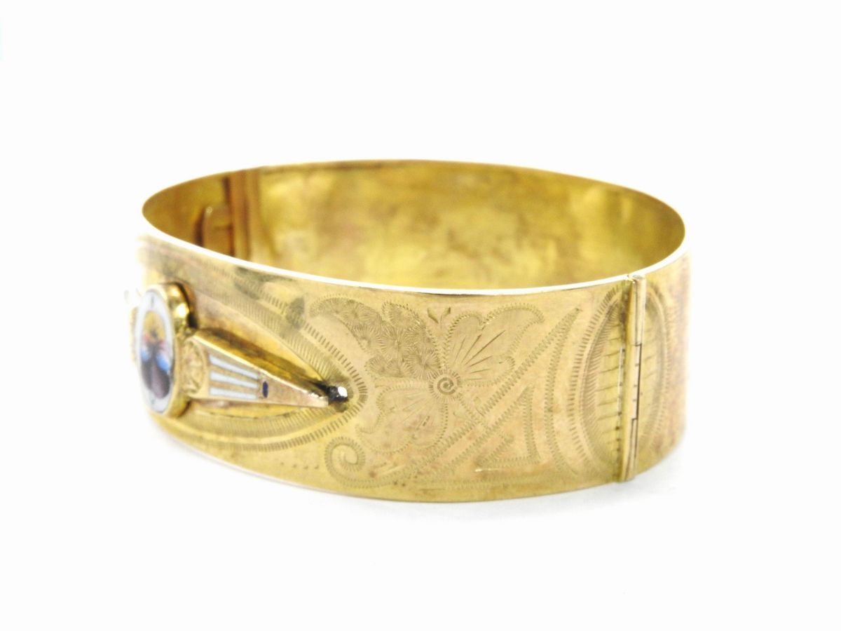 Bracciale Borbonico in Oro Giallo a Basso Titolo con Smalti Policromi