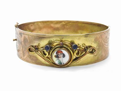 Bracciale Borbonico in Oro Rosa a Basso Titolo con Smalti Policromi