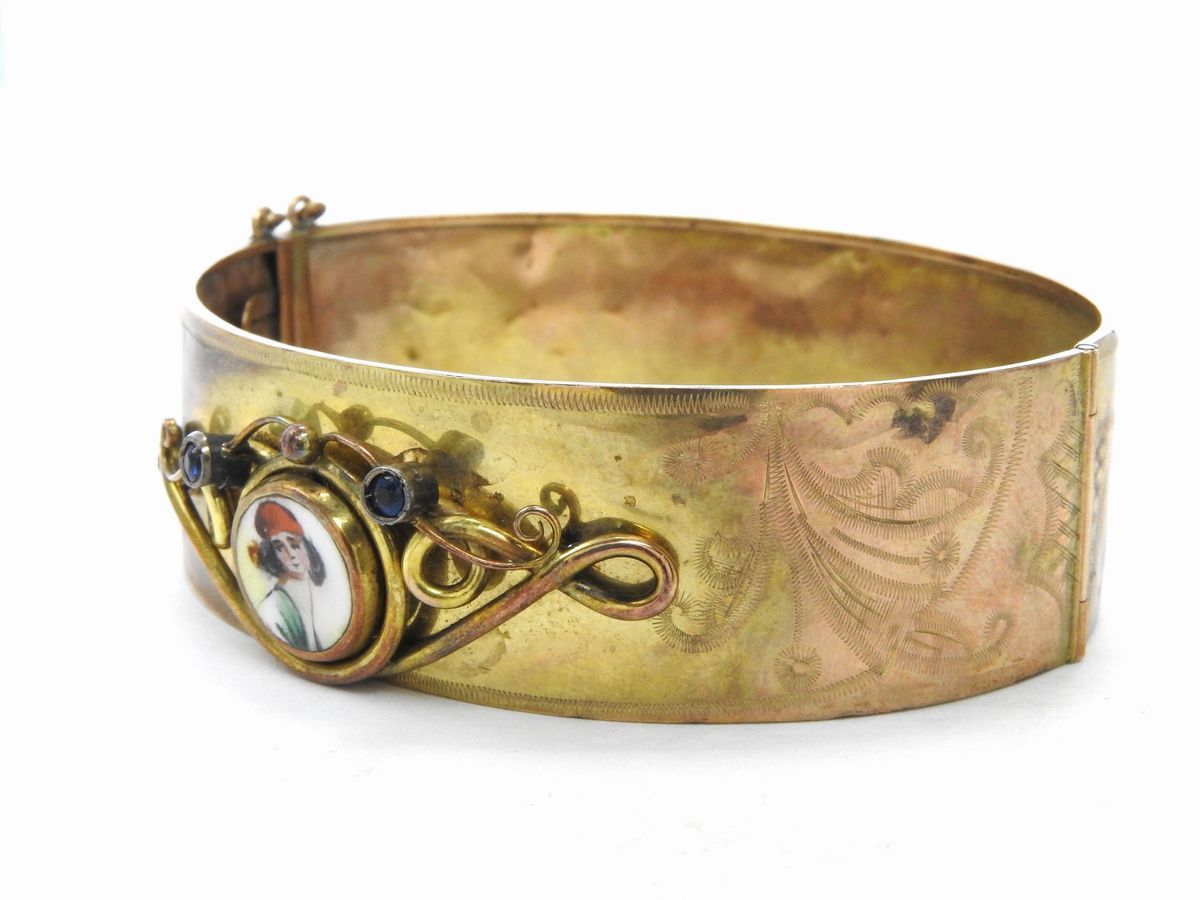 Bracciale Borbonico in Oro Rosa a Basso Titolo con Smalti Policromi