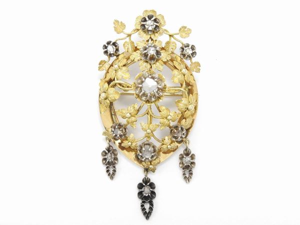 Yellow gold and silver brooch with diamonds  (nineteenth century)  - Auction Antique jewelry and watches - Maison Bibelot - Casa d'Aste Firenze - Milano