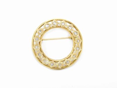 Spilla Circolare in Oro Giallo con Diamanti