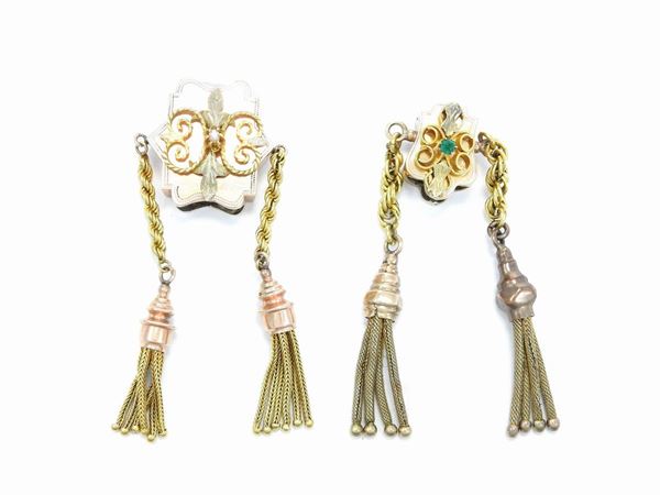 Two low alloy pink and yellow gold Bourbon loop for chains  (19th century)  - Auction Antique jewelry and watches - Maison Bibelot - Casa d'Aste Firenze - Milano