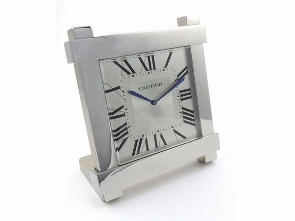 Steel Cartier desk clock