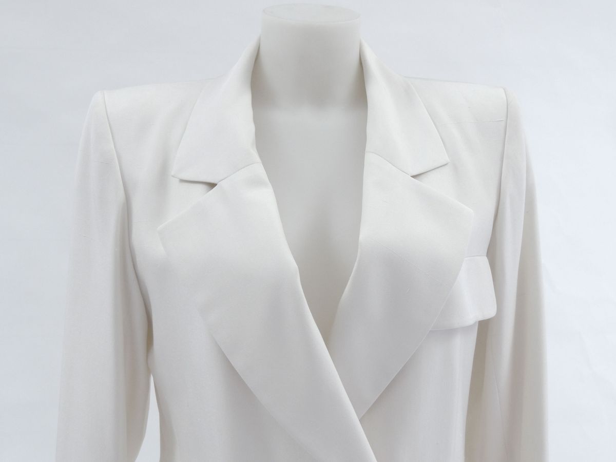 Giacca in Lino e Seta Avorio, Yves Saint Laurent Rive Gauche