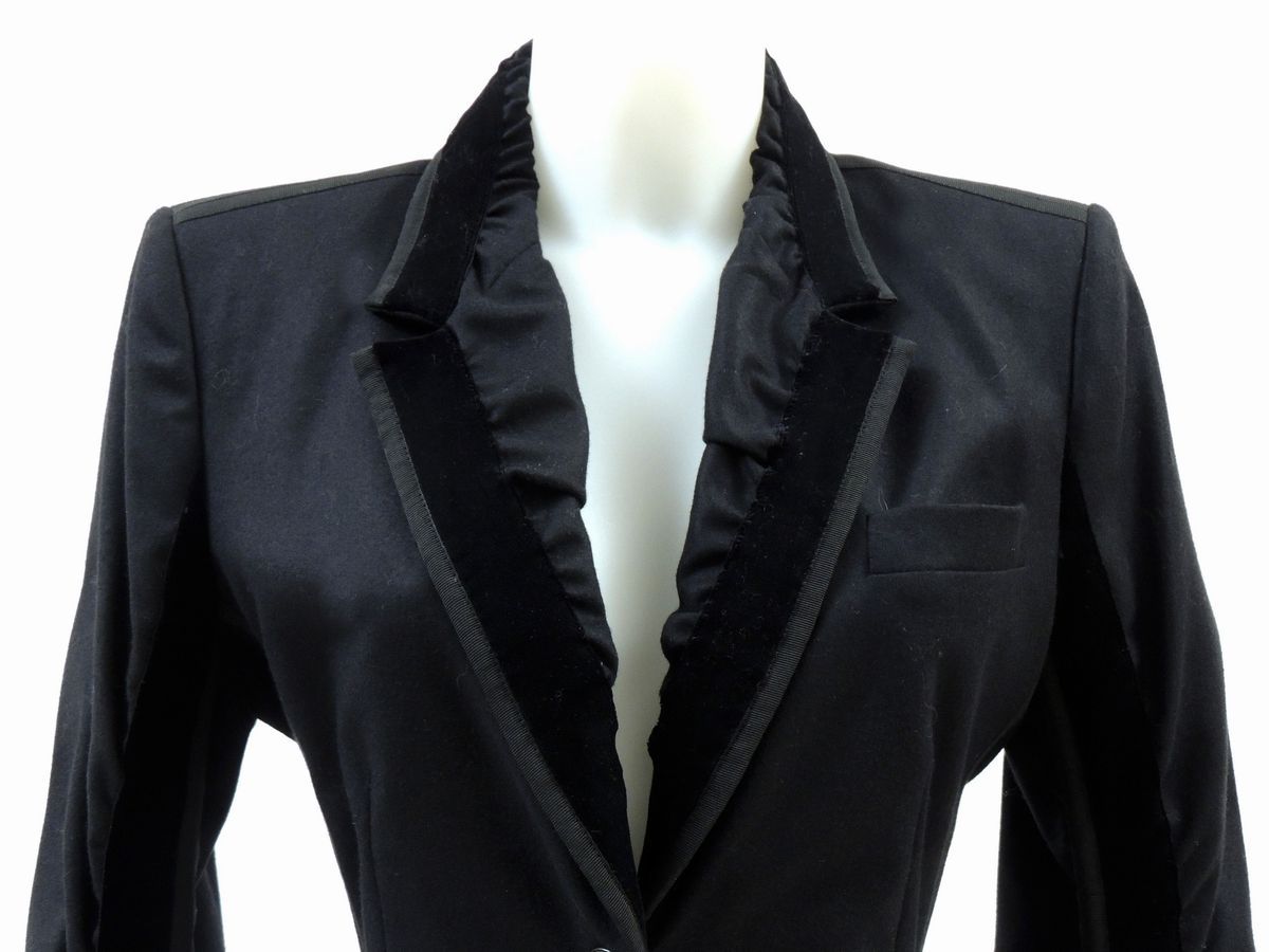 Giacca in Lana Nera, Cashemere e Velluto, Yves Saint Laurent Rive Gauche