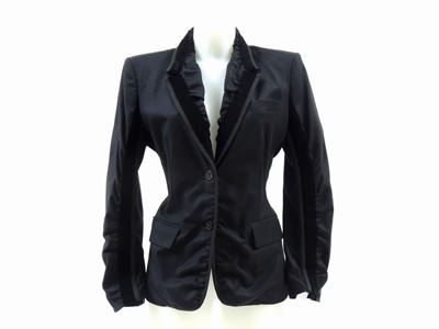Giacca in Lana Nera, Cashemere e Velluto, Yves Saint Laurent Rive Gauche