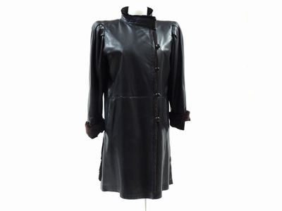 Cappotto in Pelle Nera e Castoro, Yves Saint Laurent