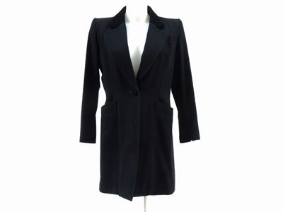 Cappotto in Lana e Velluto Nero, Yves Saint Laurent Rive Gauche