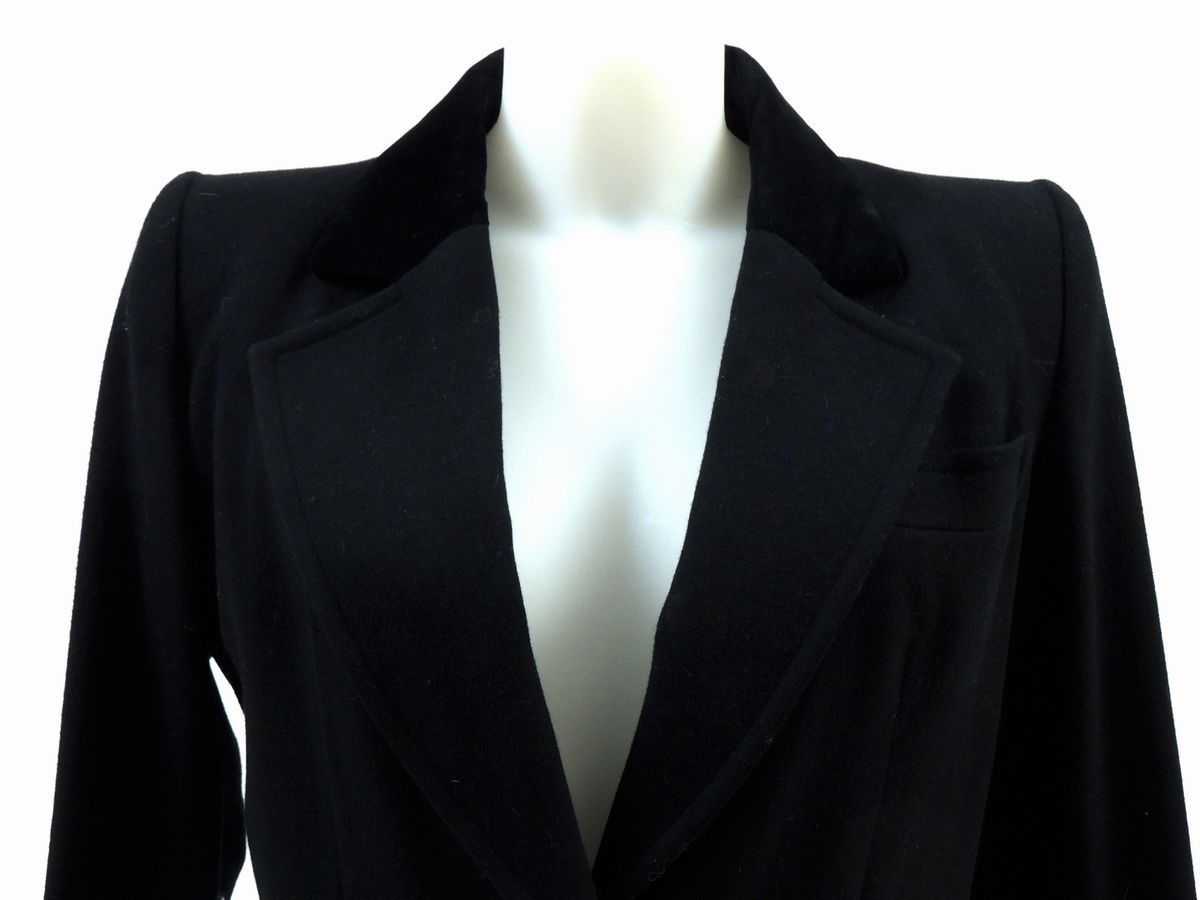 Cappotto in Lana e Velluto Nero, Yves Saint Laurent Rive Gauche