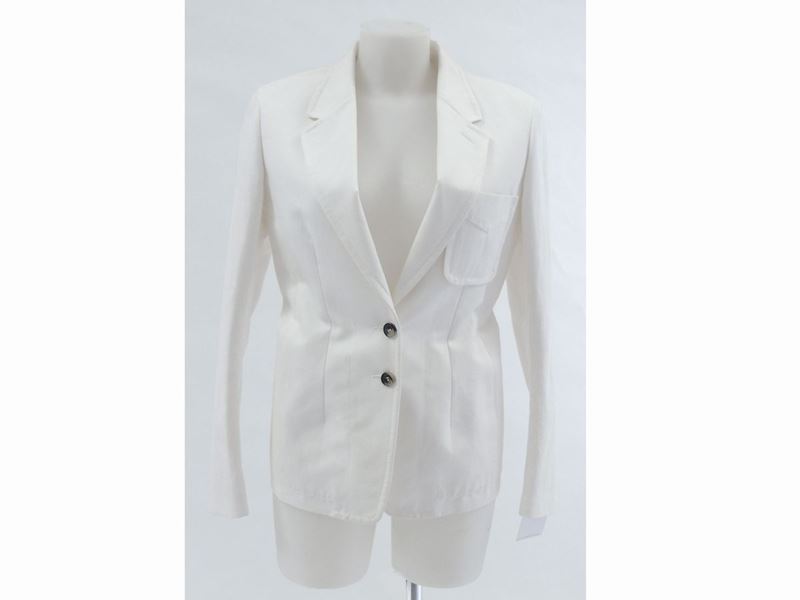 Giacca in Cotone Bianco, Yves Saint Laurent Rive Gauche