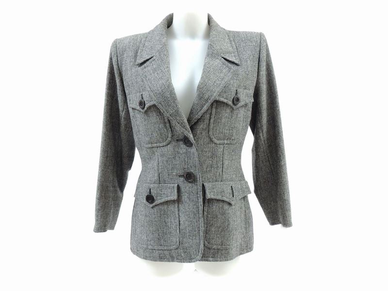 Giacca in Lana Bianca e Nera, Yves Saint Laurent Rive Gauche