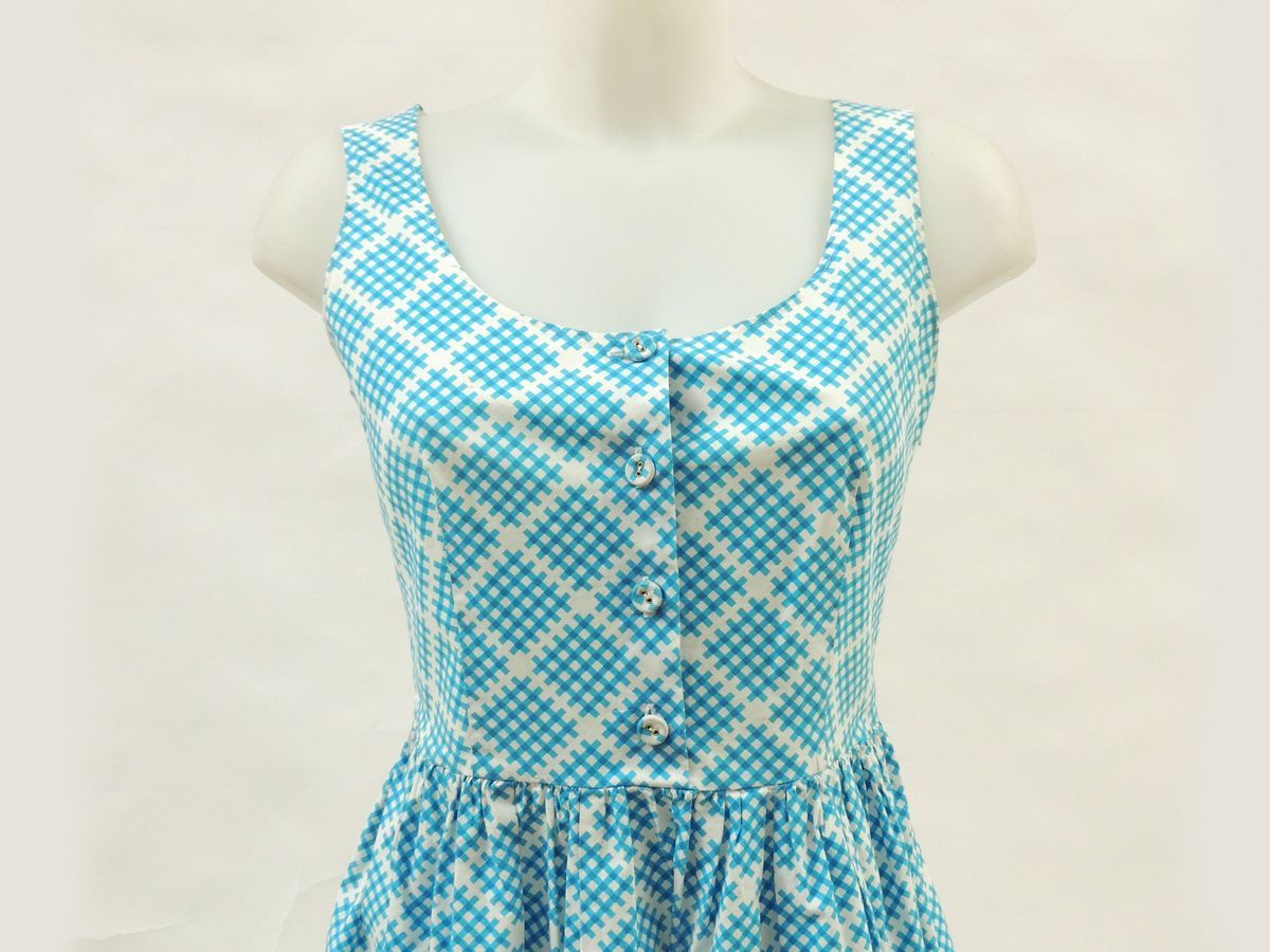 Abito in Cotone Bianco e Azzurro, Prada
