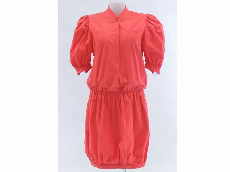 Abito Chemisier in Cotone Rosso, Valentino