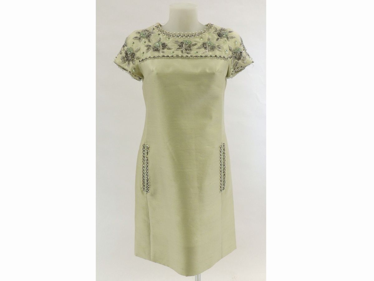 Abito da Cocktail Sartoriale in Shantung Color Pistacchio