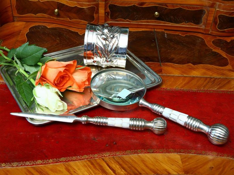 Lotto di Accessori da Scrivania in Argento
