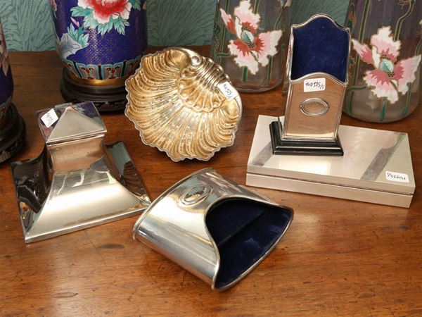 Lotto di accessori da scrivania in argento