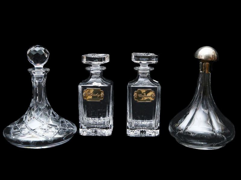 Quattro Bottiglie da Liquore in Cristallo