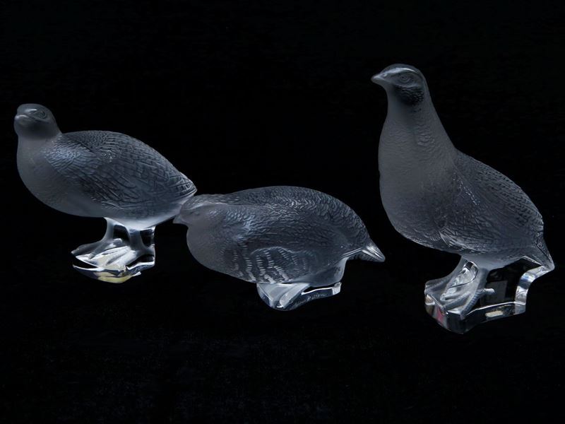 Serie di Tre Volatili in Cristallo, Lalique