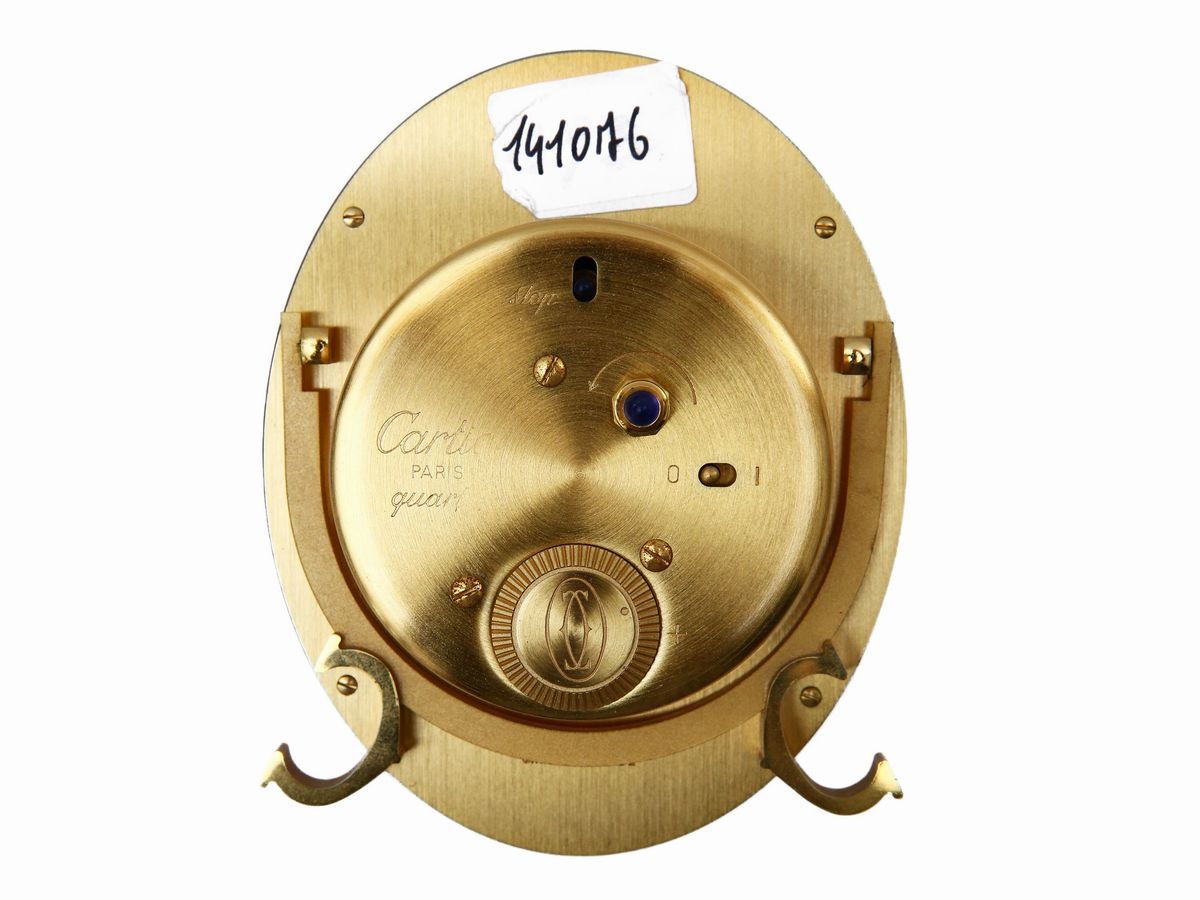 Orologio da Tavolo in Smalto Ad Imitazione della Radica, Cartier
