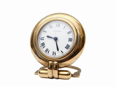 Orologio da Tavolo in Metallo Dorato, Cartier