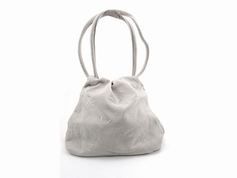 Borsa a Spalla in Viscosa Grigio Perla, Giorgio Armani