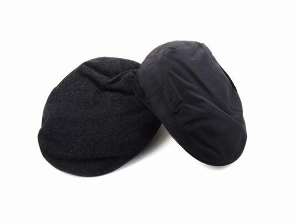 Two berets in wool and Motsch technical fabric for Hermés