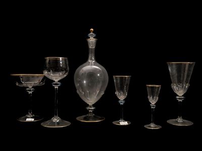 Set di Cinque Bicchieri in Vetro Soffiato di Murano