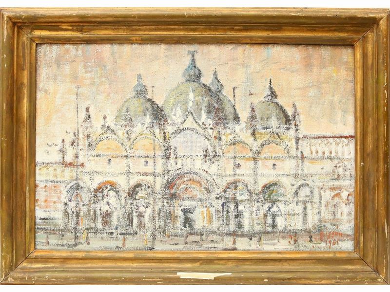 Renzo Nissim - Veduta della Basilica di San Marco a Venezia, 1968