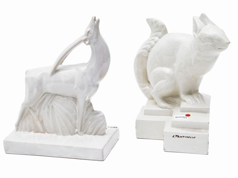 Louis Fontinelle - Scoiattolo, Gruppo in Ceramica
