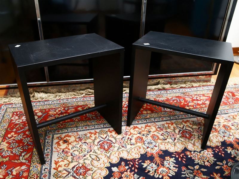 Coppia di Tavolini in Laminato Nero, Zanotta