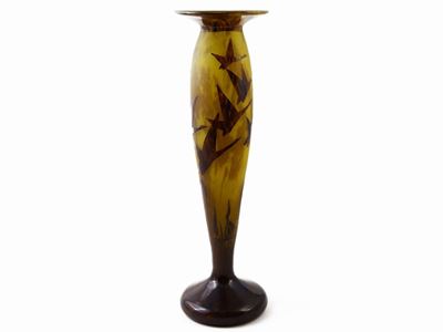Vaso in Vetro a Cammeo le Verre Français Decoro Halbrans
