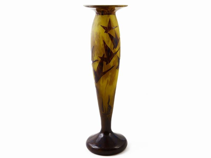 Vaso in Vetro a Cammeo le Verre Français Decoro Halbrans