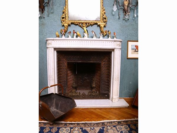 Small white marble fireplace