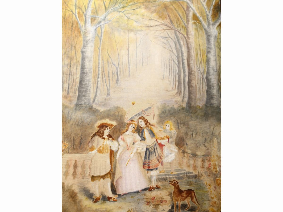 Scuola Francese Dell'inizio del XX Secolo - Scena Galante con Personaggi in Costumi Settecentesch...