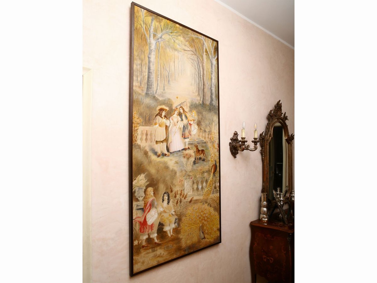 Scuola Francese Dell'inizio del XX Secolo - Scena Galante con Personaggi in Costumi Settecentesch...