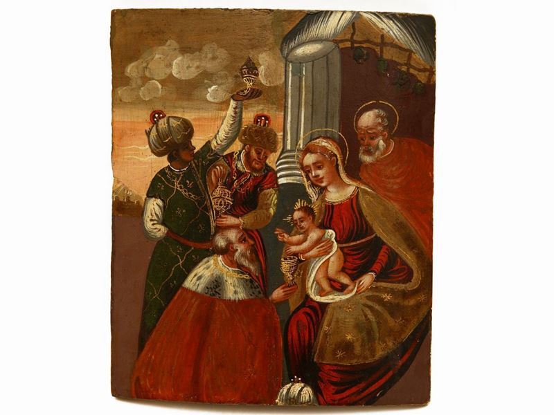 Scuola Veneto-cretese del XVII/XVIII Secolo - Adorazione dei Re Magi