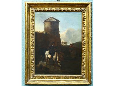 Sosta di Cavalieri Presso un Fiume