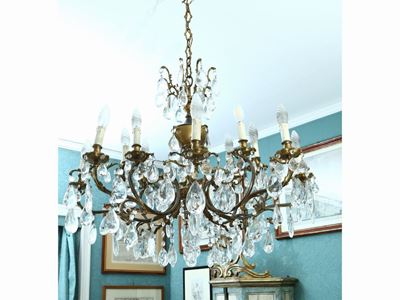 Lampadario in Metallo Dorato