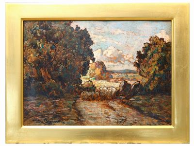 Scorcio di Strada di Campagna con Gregge