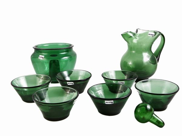Lot of curios in green glass from Empoli