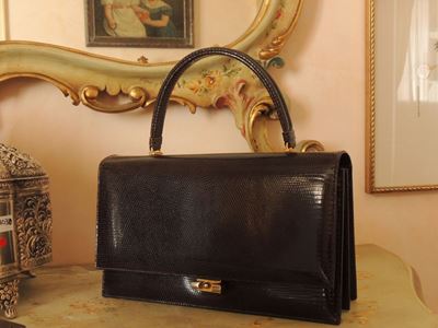 Borsa a Mano in Lucertola Marrone
